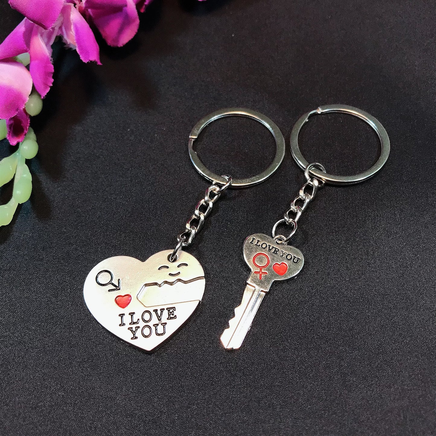 Couple Heart Key Ring