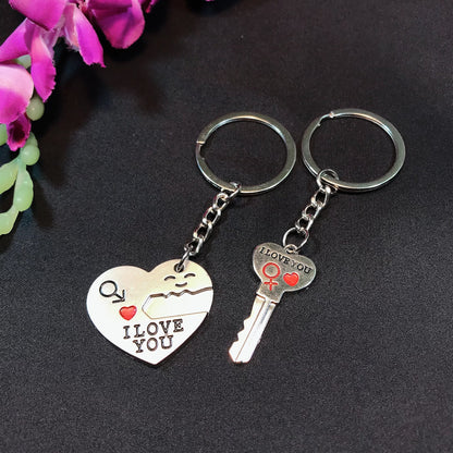 Couple Heart Key Ring