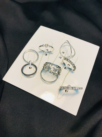 Silver Crown Ring Set