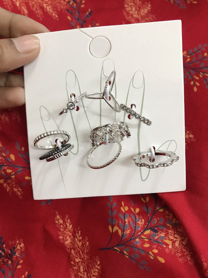 Silver Crown Ring Set