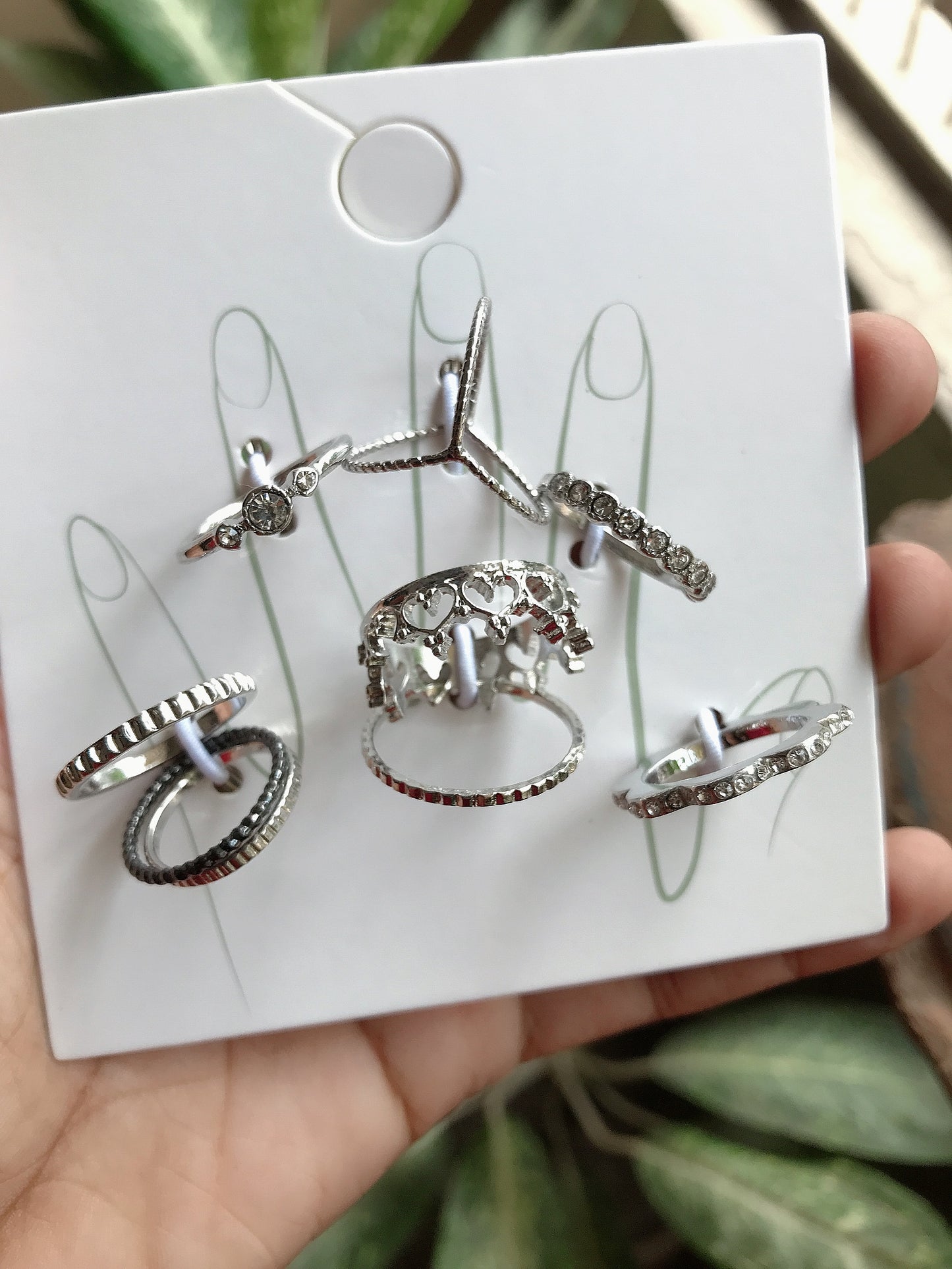 Silver Crown Ring Set