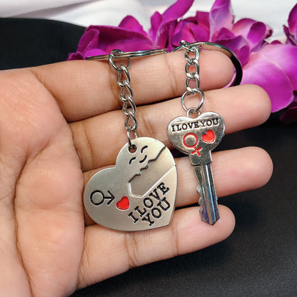 Couple Heart Key Ring