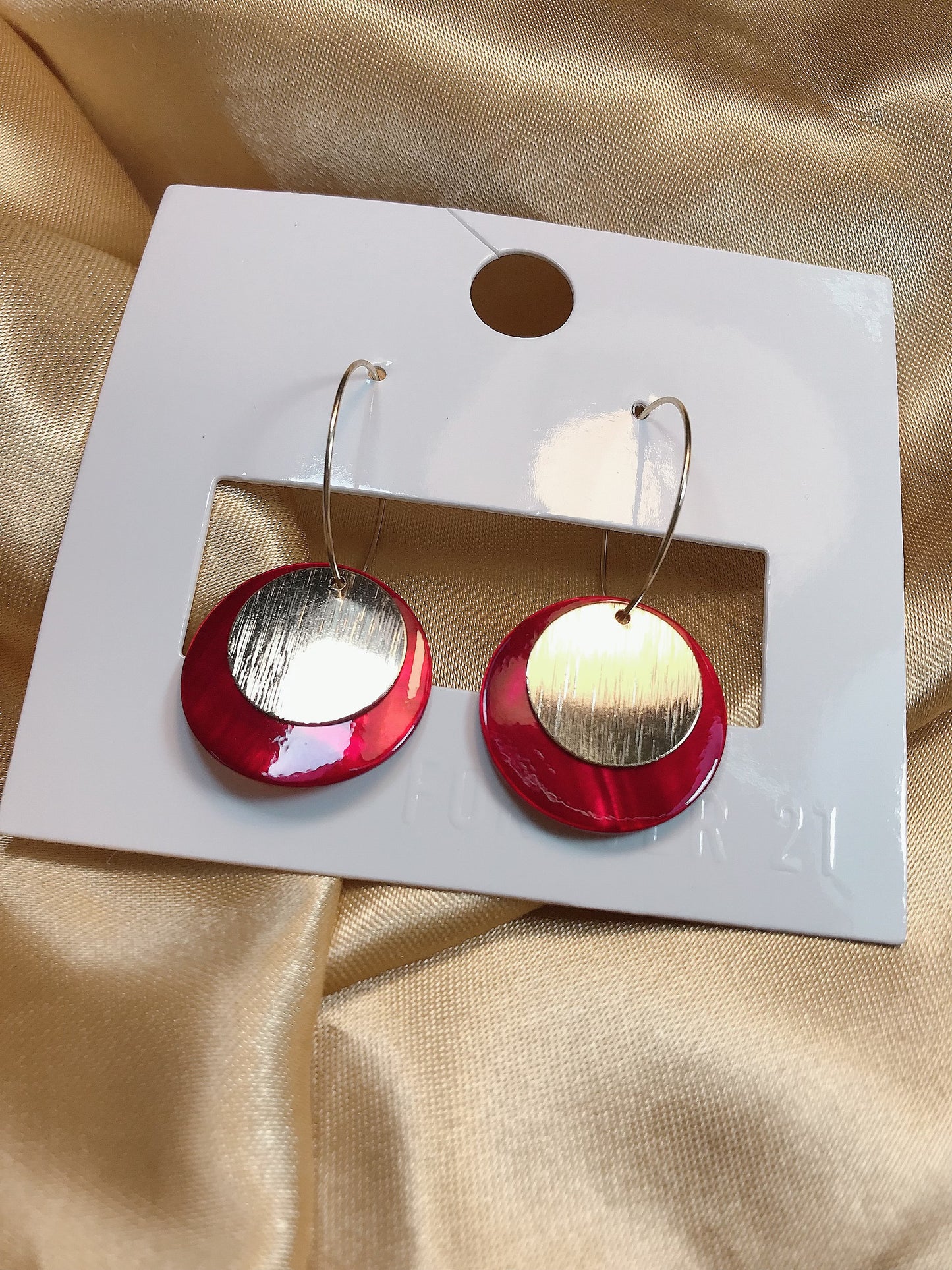 Red Gold Circle Earring