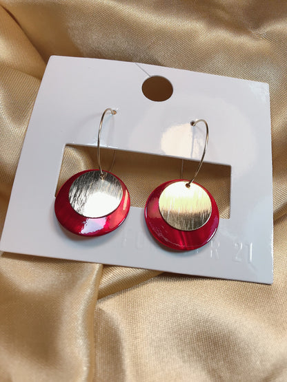 Red Gold Circle Earring