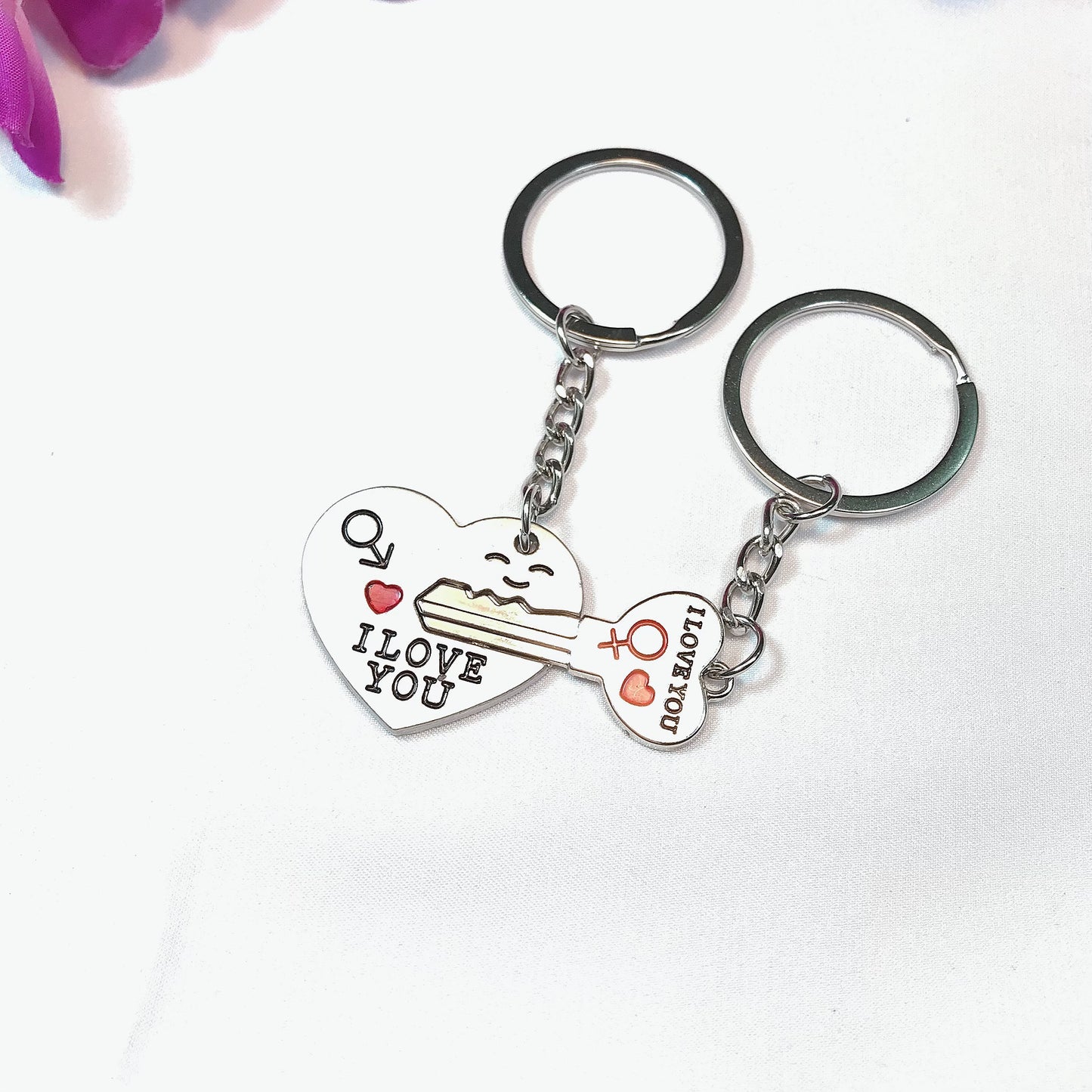 Couple Heart Key Ring