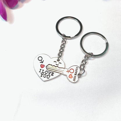 Couple Heart Key Ring