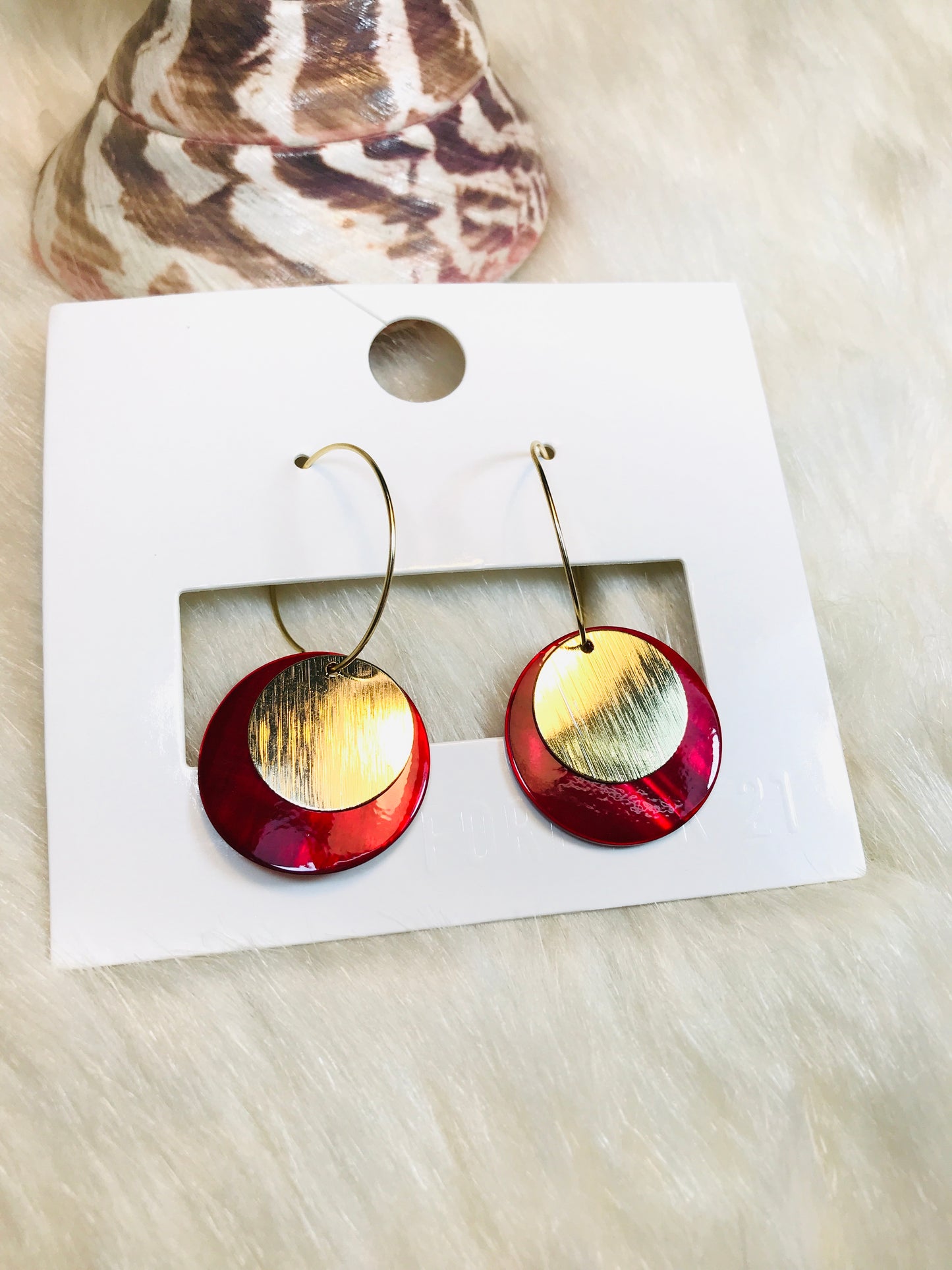 Red Gold Circle Earring
