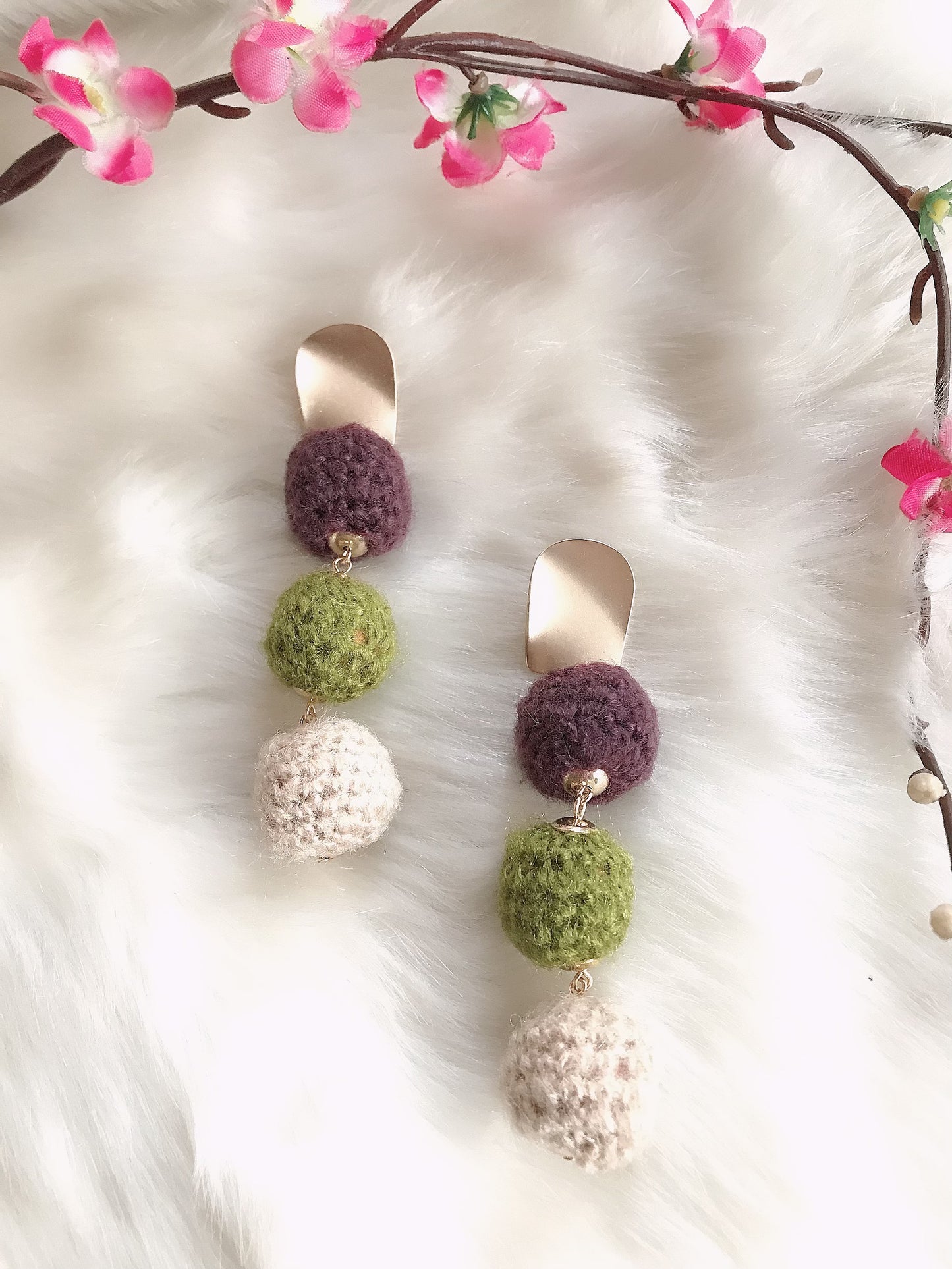 Jute Pom Ball Earring