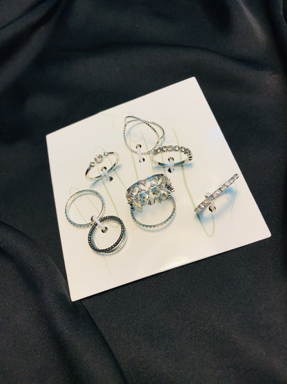 Silver Crown Ring Set