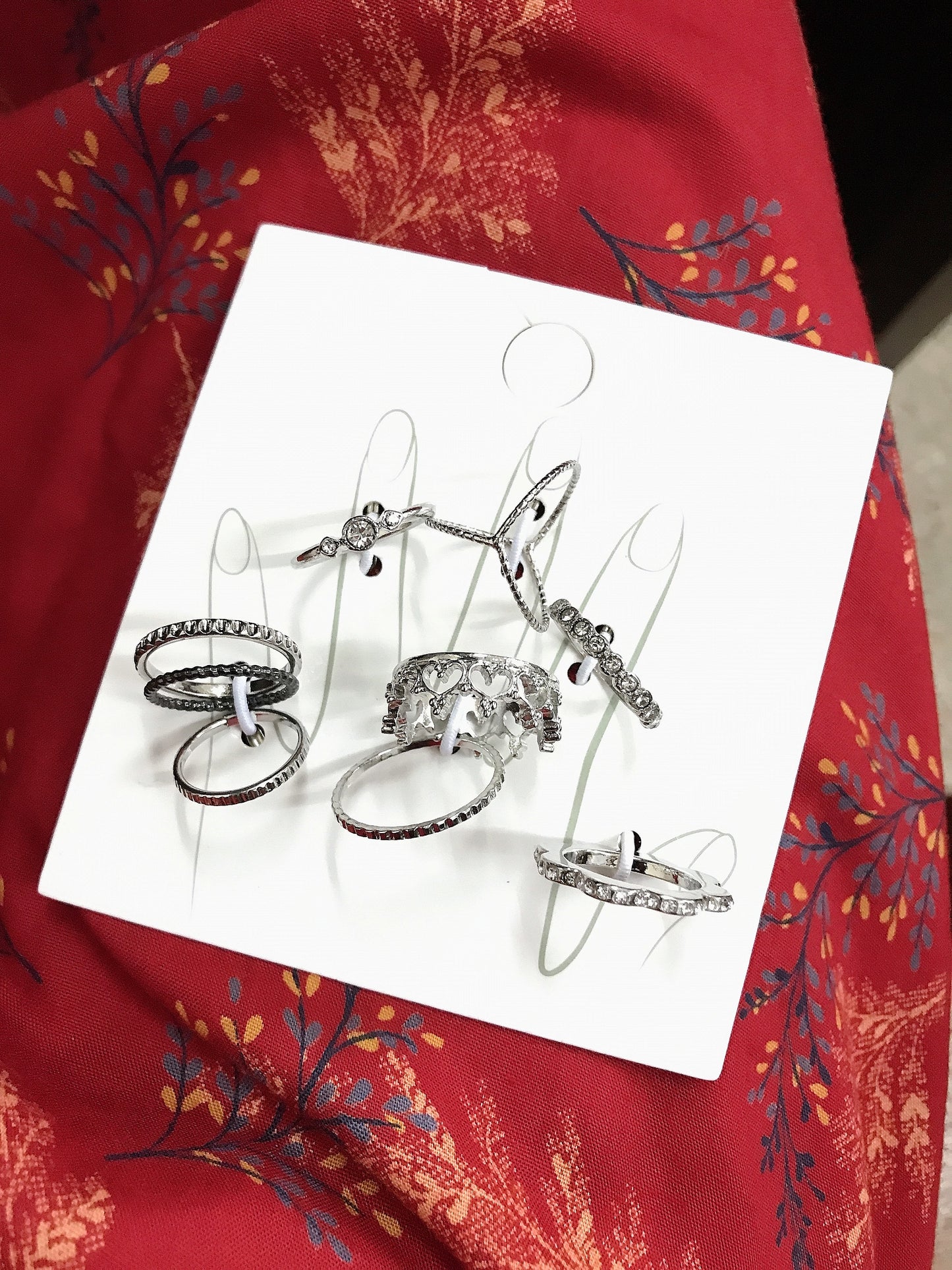 Silver Crown Ring Set