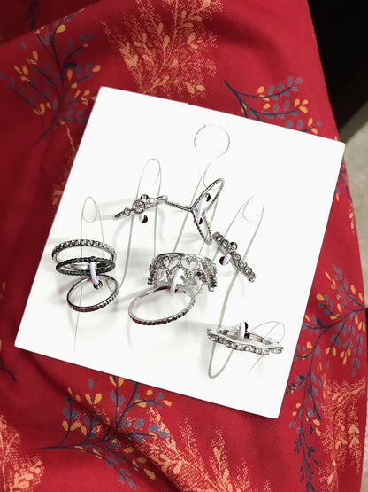 Silver Crown Ring Set