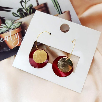 Red Gold Circle Earring