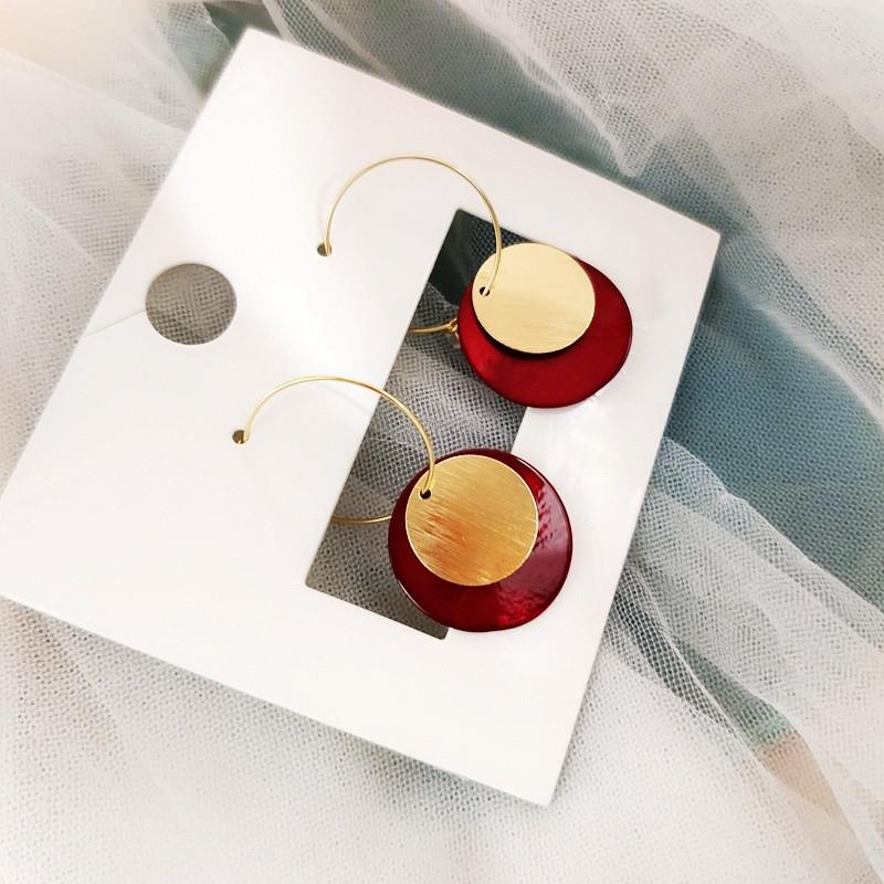 Red Gold Circle Earring