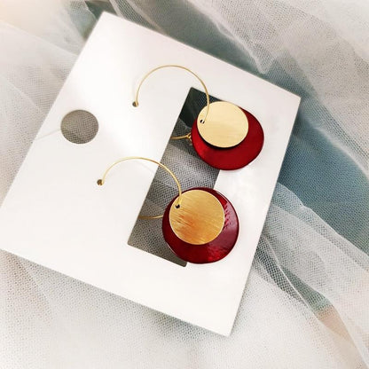 Red Gold Circle Earring