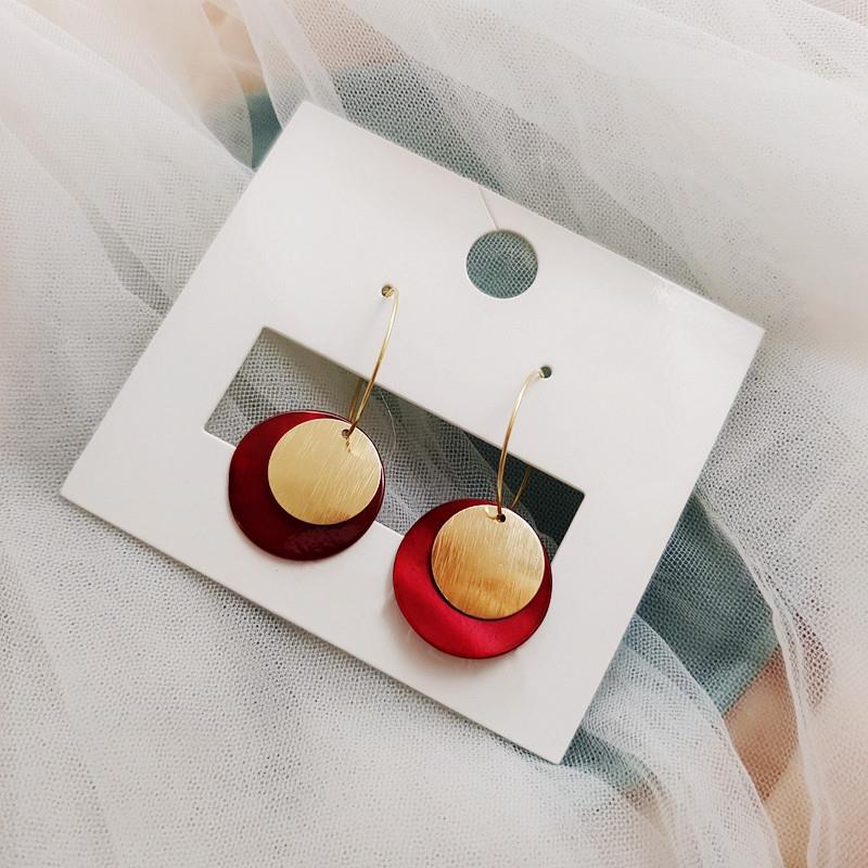 Red Gold Circle Earring