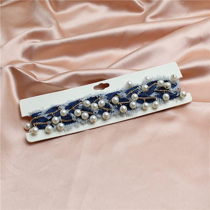 Denim  Pearl Choker